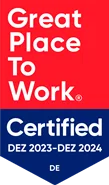 Siegel mit der Aufschrift Great Place to Work 2023 & 2024